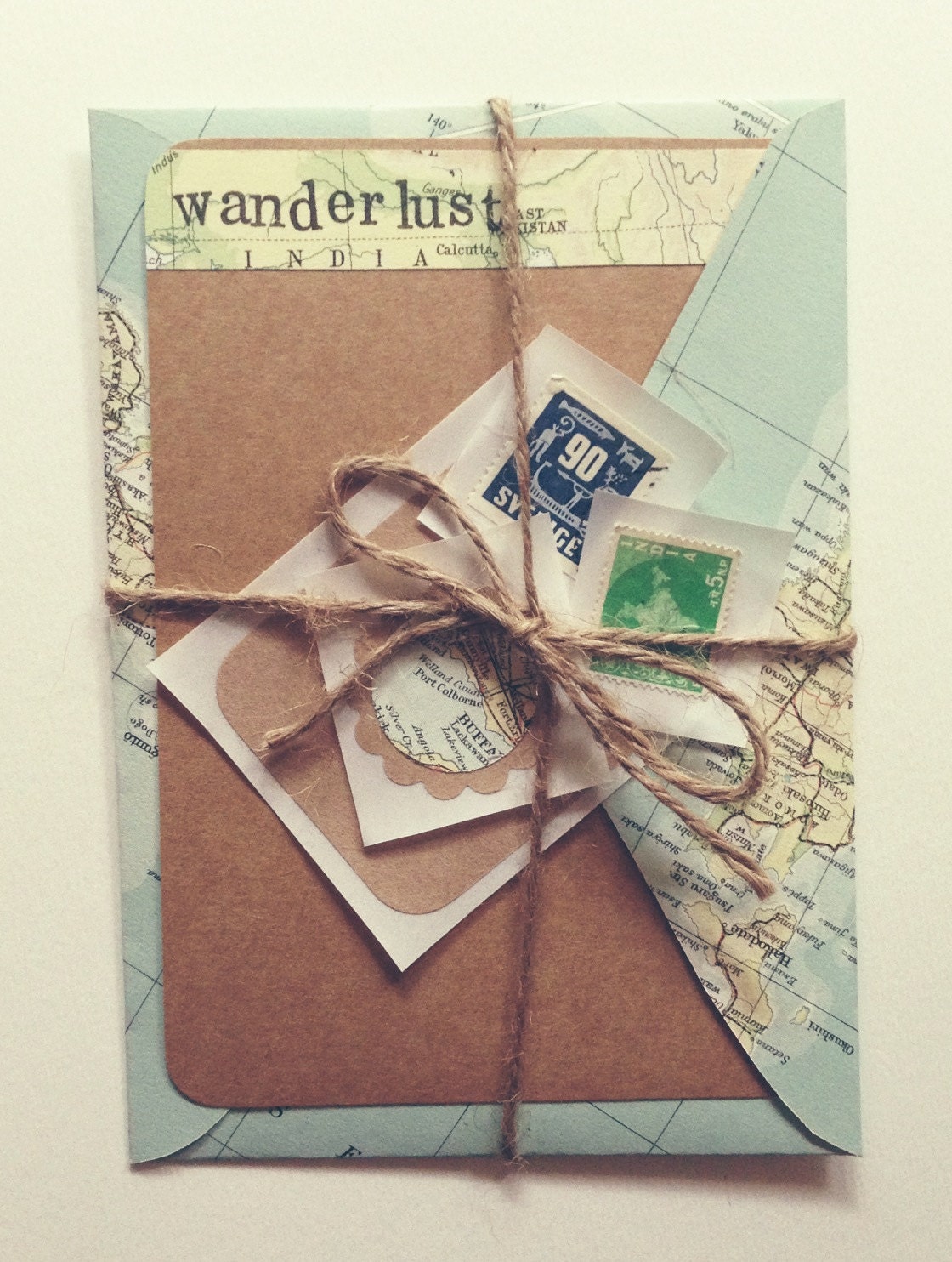 Vintage Wanderlust Notecard writing set -- 6 piece set. 