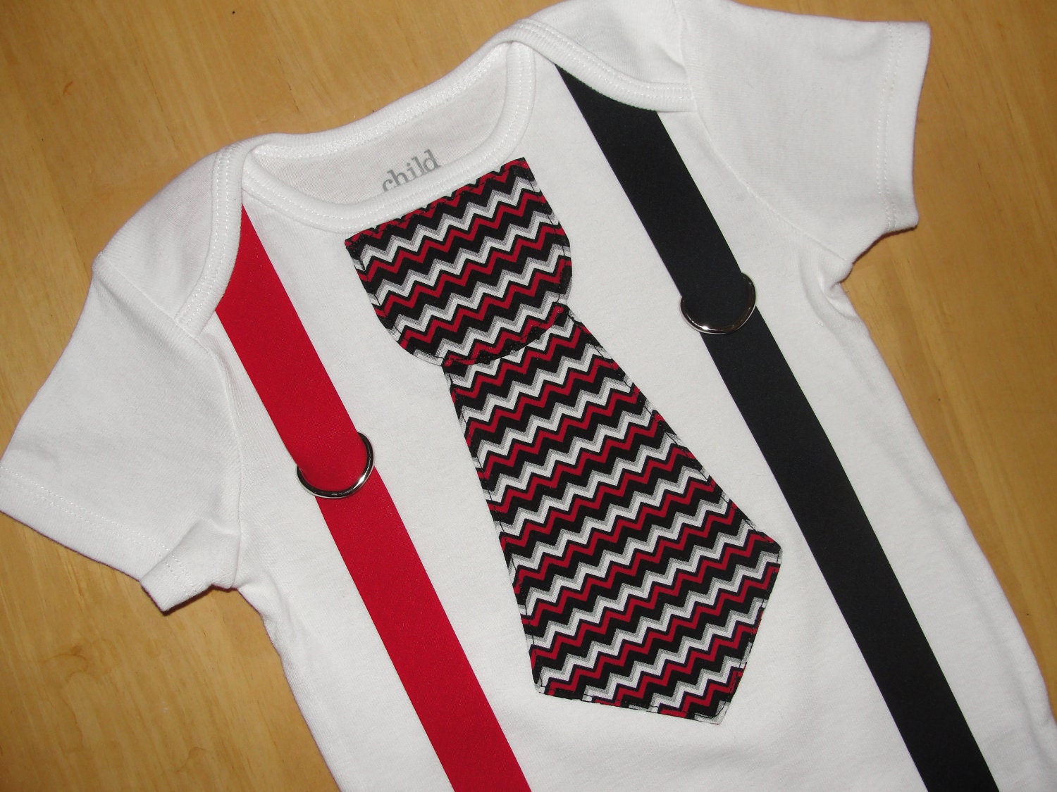 Chevron Zig Zag Tie Onesie You Choose Suspender Color Baby Boy Onesie Little Man Tie Outfit Photo Shoot Birthday