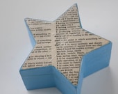 Stars & Words Box with Upcycled Thesaurus Starry Page - decoupaged wood blue trinket box