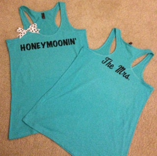 Honeymoonin The Mrs. Racerback Tank