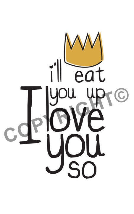 I'll Eat You Up I Love You So Screen Printed Baby Onesie - Where the Wild Things Are- One Piece Body Suit