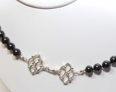19 inch Black Pearl Necklace with Sterling silver Clasp