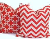 Red Pillow Set.Pillow Covers.14x14 inch.Printed Fabric Front and Back.Housewares.Home Decor.Cm.Cushions.Red and Brown
