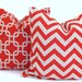 Red Pillow Set.Pillow Covers.14x14 inch.Printed Fabric Front and Back.Housewares.Home Decor.Cm.Cushions.Red and Brown