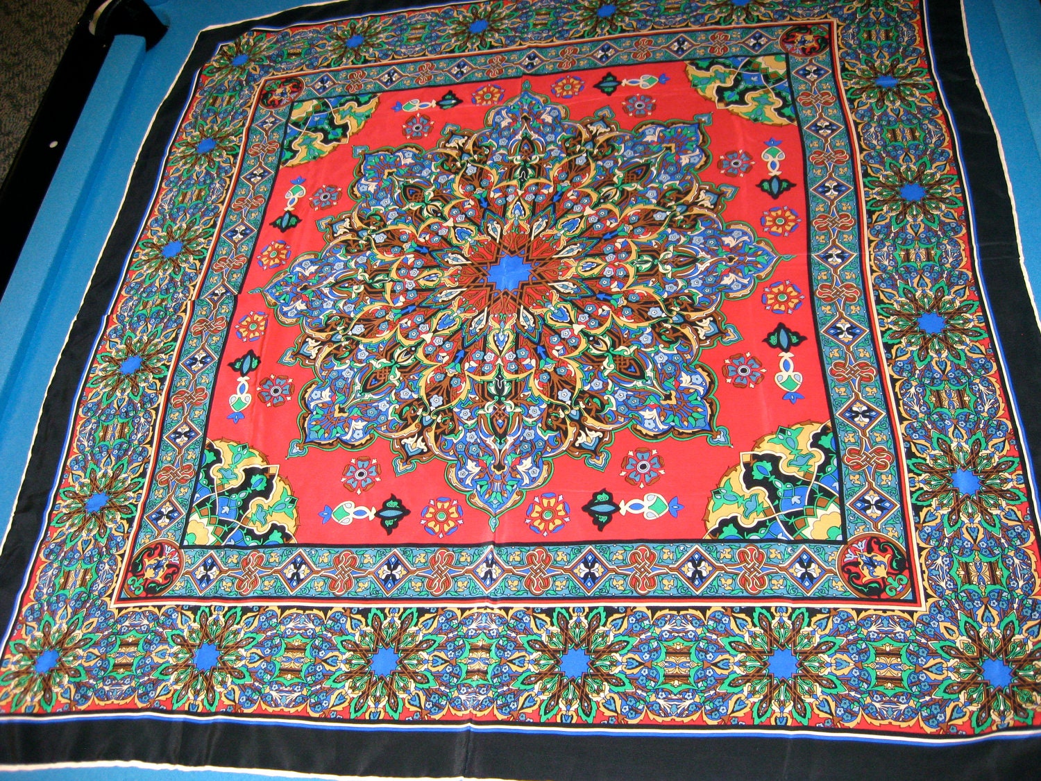 Beatuful Vintage Belli esparp Colorful 43 x42 100% Silk Scarf Made in Turkey