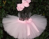 Light Pink Tutu Newborn Infant Girls Tutu Baby Pink Tutu Set Baby Shower Gift Birthday Easter Tutu Princess Pageant Photo Prop Tutu Bows