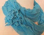 Azure Infinity Scarf  - Sky Blue Ruffled Circle Scarf