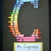 Personalized Teacher Gift: Framed Monogram in crayon or pencil