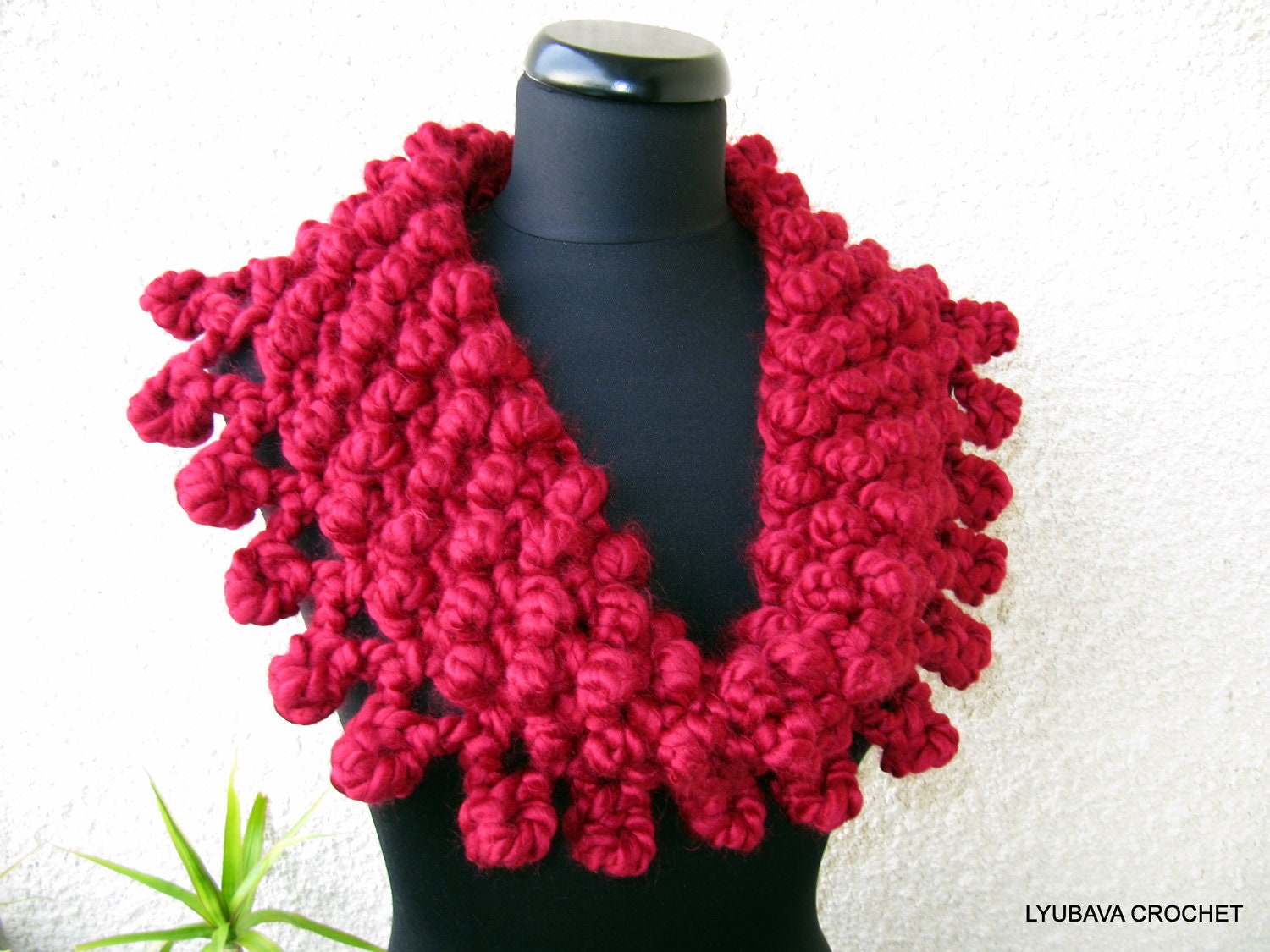 CROCHET COWL SCARF, Amazing Red Crochet Chunky Cowl Scarf, Unique Christmas Gift, Valentine Day Gift, Lyubava Crochet Design Scarf