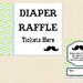 Mustache Diaper Raffle Ticket Baby Shower Invitation Insert Blue Green printable- instant download