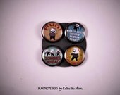 Zombies Button Magnet Set, Set of Four 1 inch Buttons, Zombies Brains COD