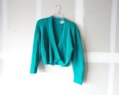 vintage 80s sweater,  turquoise sweater ,cardigan sweater