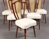 Six Shapely Upholstered Mid Century Modern Dining Chairs c1960