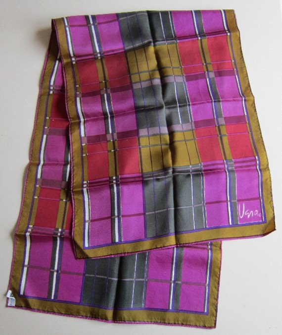 70s VERA Neumann scarf geometric design in pink orange beige genuine vintage NOT Target
