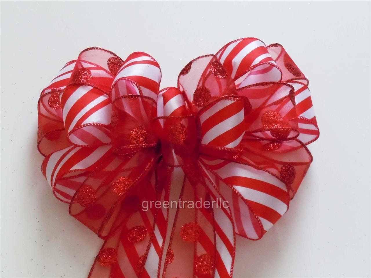 Red White Stripes Bow Gift Bow Shower Party Decoration Bow Christmas Wreath Bows Garlands Bow Ornament Bow