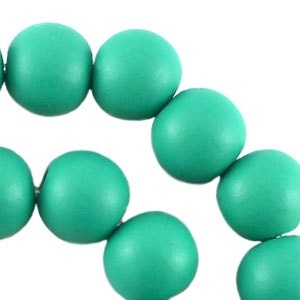 10 pc Wooden Beads, 16 mm, Bright dark turquoise little darker than picture