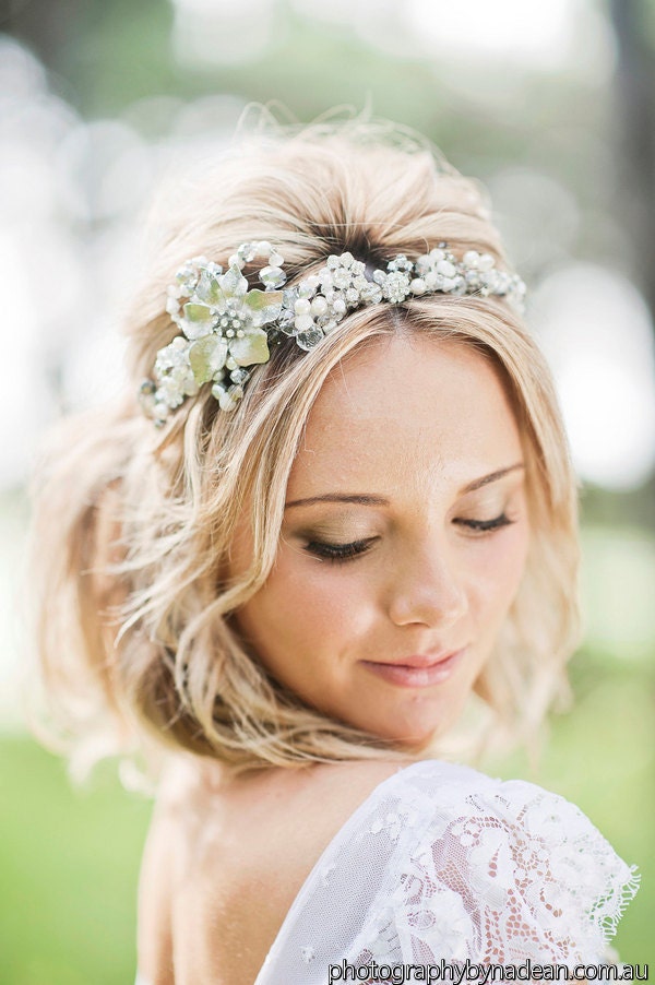 Capped sleeve white lave wedding dress