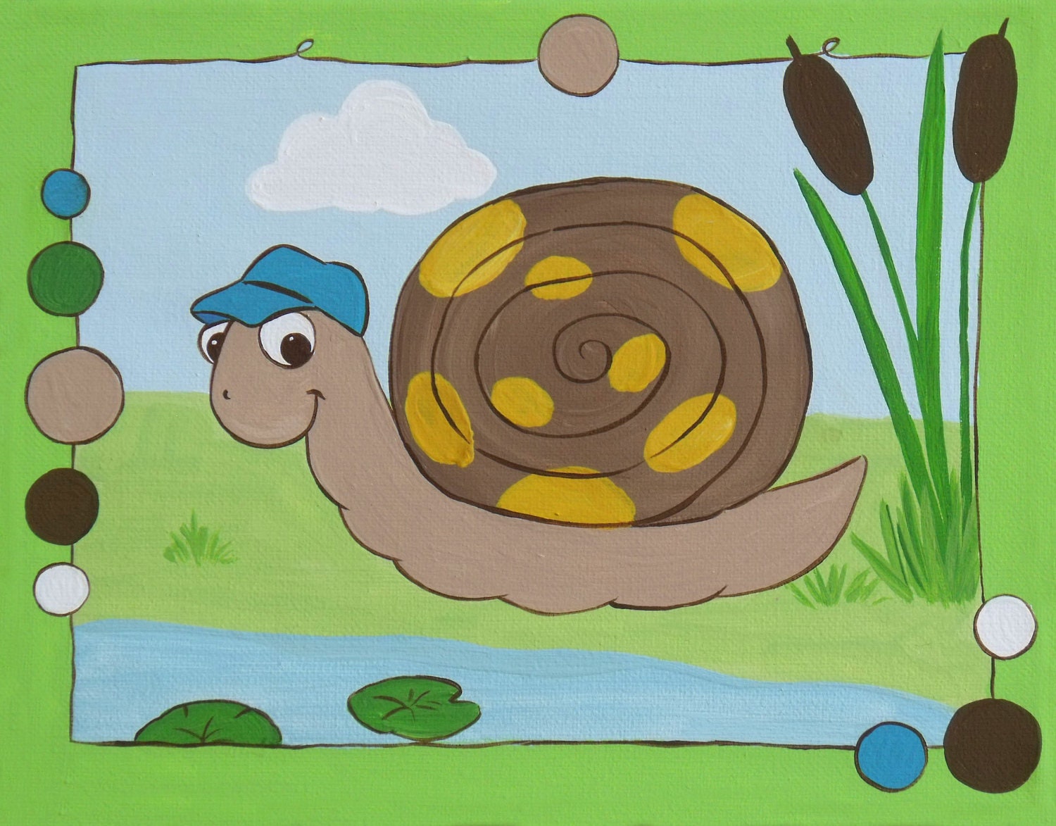 8x10 print of snail painting