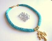 Tree of life, Blue, Women accessory,   tree golden pendant