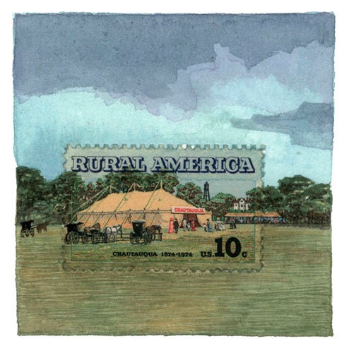 Limited Edition Print: Chautauqua Rural America Postage Stamp Painting