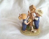 Hand Painted Porcelain Figurine - Denim Days - The Birdhouse 1985 - HOMCO