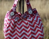 Tote- Extra Large Nikki Bag-Pink Chevron