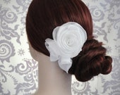 Silk Hair Flower, Bridal Flower Hair Clip, Headpiece, White, Ivory, Silk Roses, Bridesmaid Hair Flowers