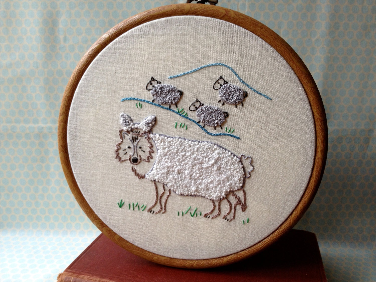 A Wolf in Sheep's Clothing - PDF Embroidery Pattern - Aesop's Fables - Includes Color and Stitch Guide