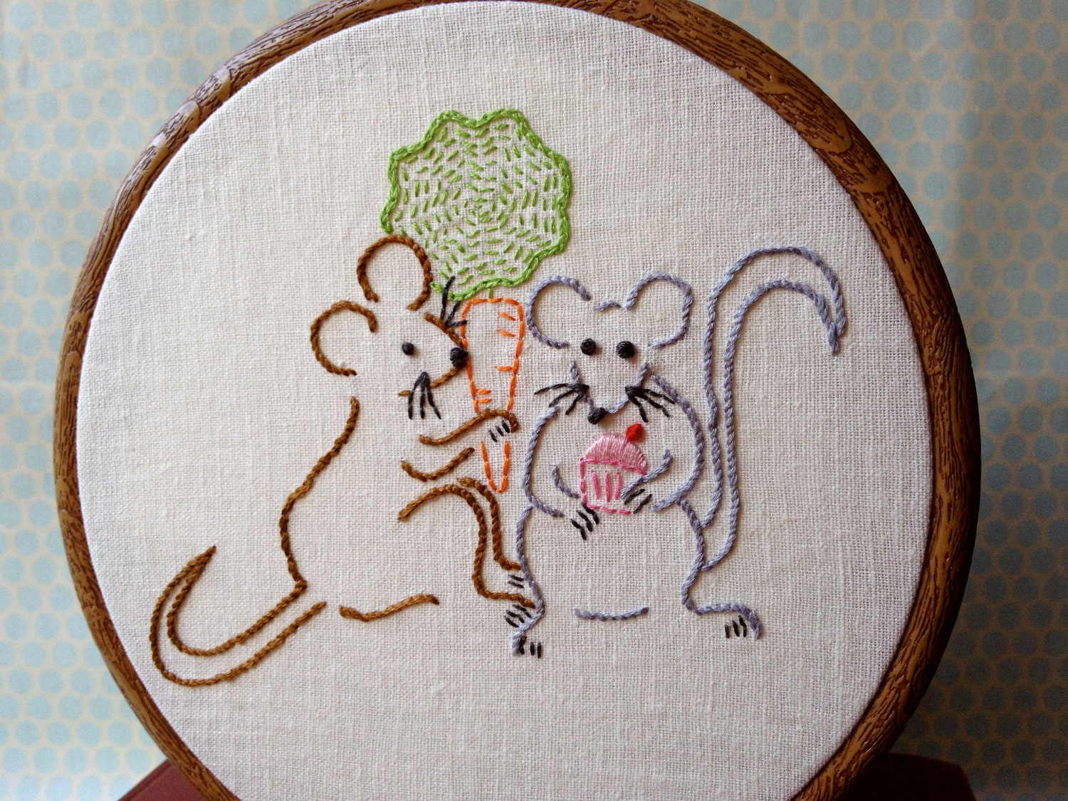The Country Mouse and the City Mouse - PDF Embroidery Pattern - Aesop's Fables - Includes Color and Stitch Guide
