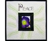 Fiber Art Wall Quilt  Purple and Green Flower Under 50