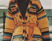 Vintage Crochet Pattern Indian Jacket Sweater  PDF