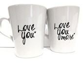 Latte mug couple set of 2 love you & love you more mug set perfect couple gift wedding gift, housewarming Gift