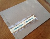 Burlap & Lace Sewn Bridal Shower and Interactive Recipe Card Burlap Rustic Teal Shabby Chic Country Woodland