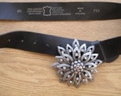 Vintage Genuine Leather Belt -Unique Steel Flower
