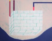 Wood wall art: abstract painting on wood panel - geometric colorful painting