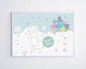 Affiche A4 - Illustration imprimée "Renard Origami"