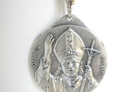 Vintage, Key Chain,  Joannes Paulus  Silver Keychain 1977 Italy