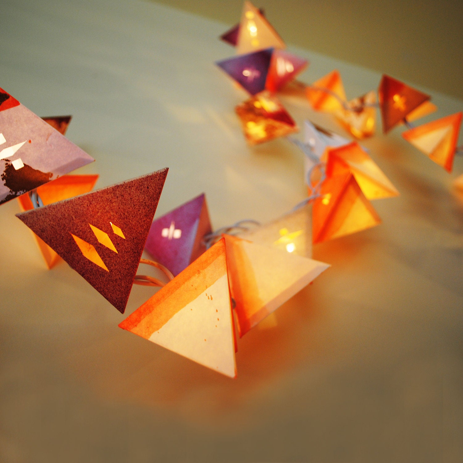 Paper Pyramid Light Garland - Desert Sunset with Die Cuts - Short Strand