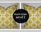Accent Decorative Pillow Cover.Golden Yellow Chain Link Pillow Set.16x16 inch.Pillow Cover Set.Cushion Cover
