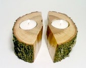 Log Tealight Candle Holder. Split Log. Log Centerpiece, Rustic Centerpiece, Room Decor - SET OF 2
