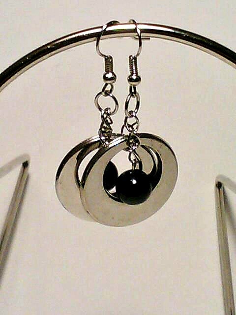 Earrings, Bridal Jewelry, Dangle Earrings, Silver Earrings, Black Earrings