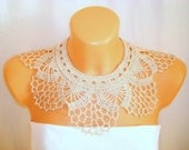 Crochet Lace COLLAR ecru beige Elegant  Wrist Neck Cuffs Victorian collar Ready to ship