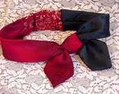 Girls Headband Upcycled Silk Neckties Original Handmade Holiday Party Red Green Eco Chic Hair Band itsyourcountryspirit