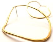 Gold plated dangle earrings, oval shape 'drop'