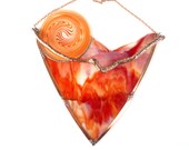 Contemporary Stained Glass Art Orange and Copper OOAK