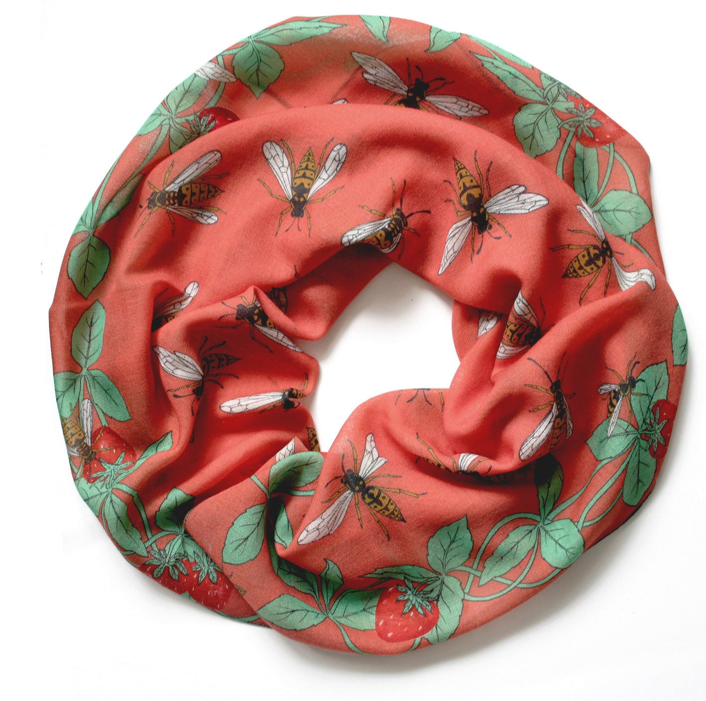 Wasp and Strawberry Wool and Silk Blend Scarf
