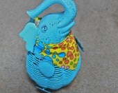 Vintage Elephant/ Turquoise /Shabby Chic Decor /Nursery /Bank /Upcycled /Distressed /