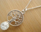 Tree of Life Crystal Crackle Glass Marble Necklace