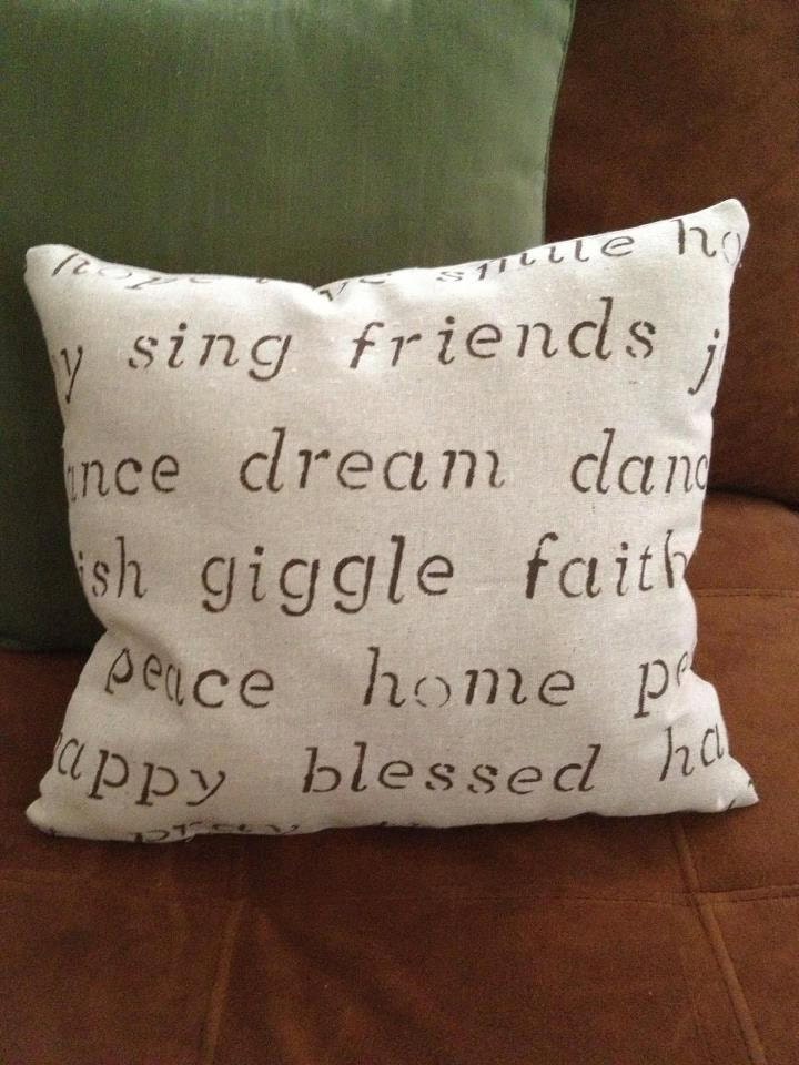 Word pillow- use the words shown or customize with your favorite words, grandchildren name, favorite places, cities
