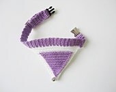 Cat collar-adjustable collar-custom collar-pet bandana-cat bandana-crochet cat collar.Adjustable cat collar lilac,white with Bell